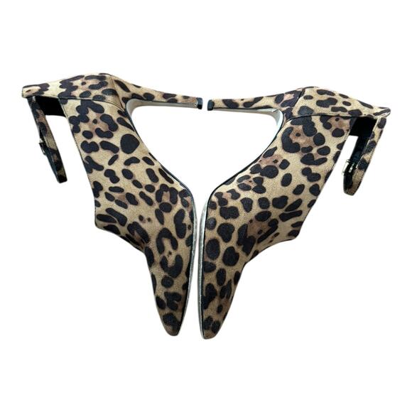 Leopard print ankle straps, stiletto heel low cut booties brown ASOS size 5 - Picture 7 of 16